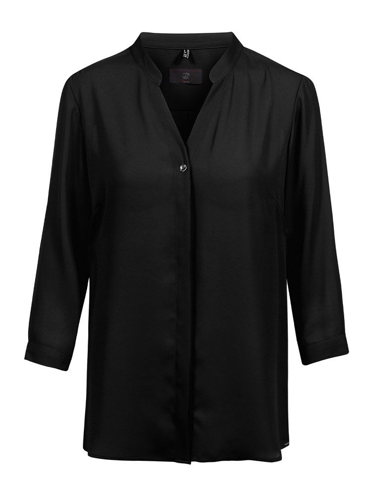 Chiffon Bluse 3/4-Arm Schwarz