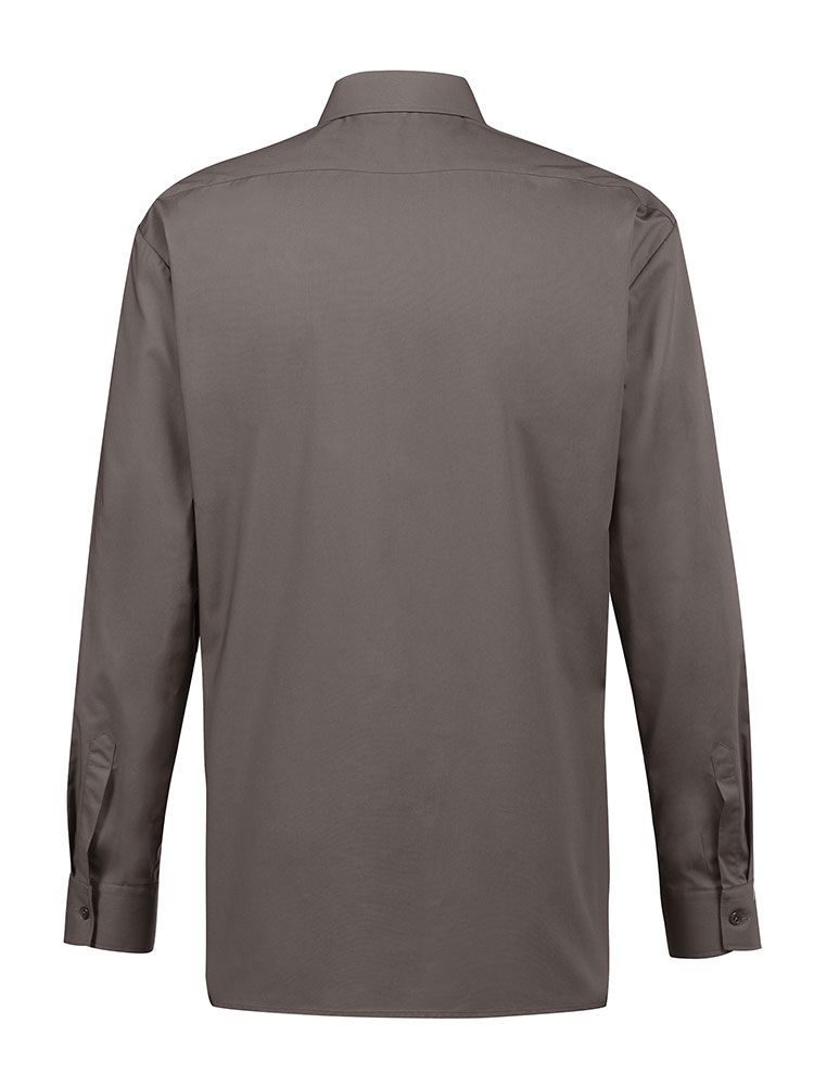 Herren Hemd Taupe mit New-Kent-Kragen, Langarm, Regular Fit, Brusttasche