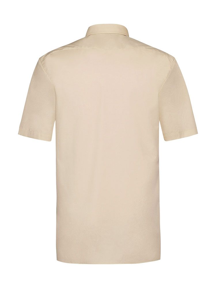 Beigefarbenes Herren Kurzarmhemd mit Kent-Kragen und Brusttasche, Regular Fit