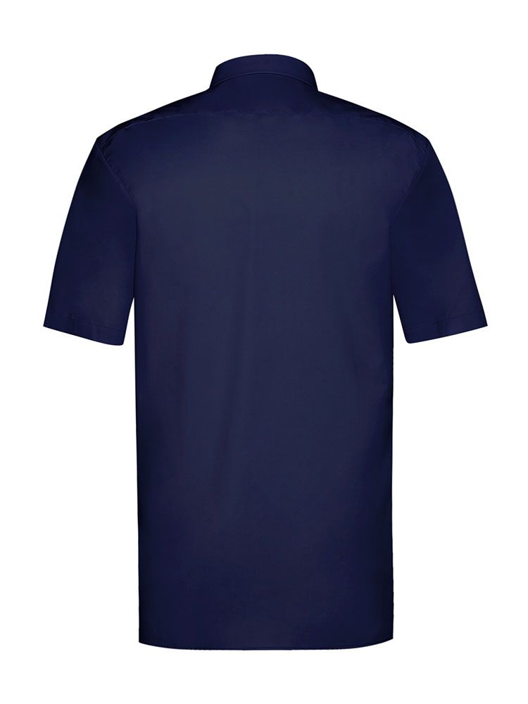 Dunkelblaues Kurzarmhemd für Herren mit Kent-Kragen und Brusttasche, Regular Fit