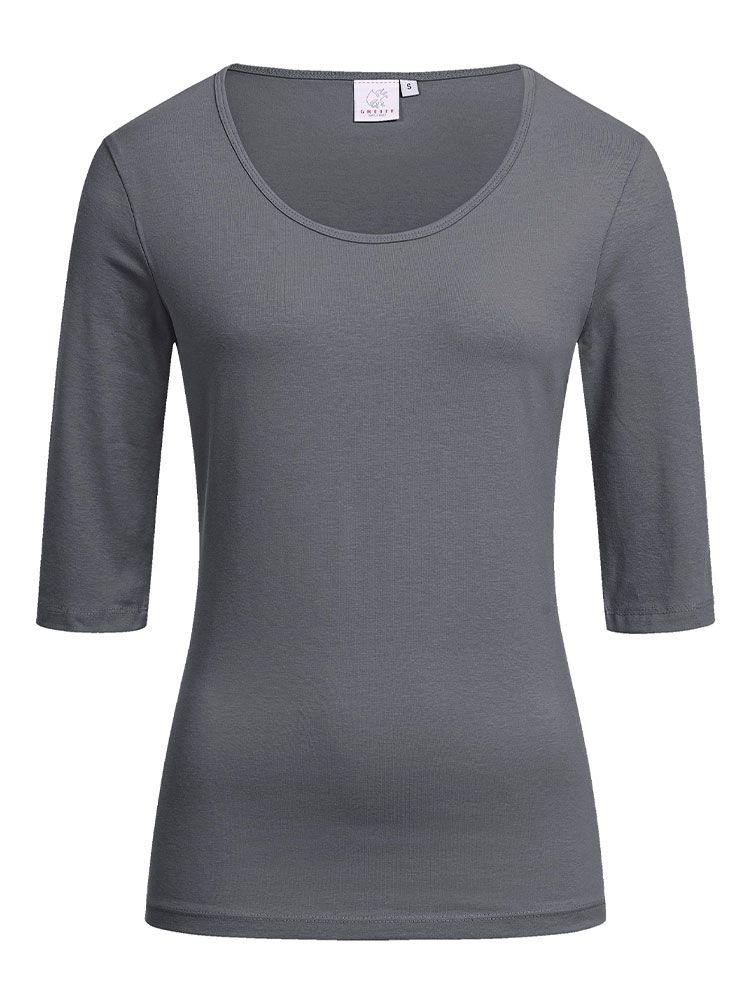 Halbarm Shirt Damen Grau
