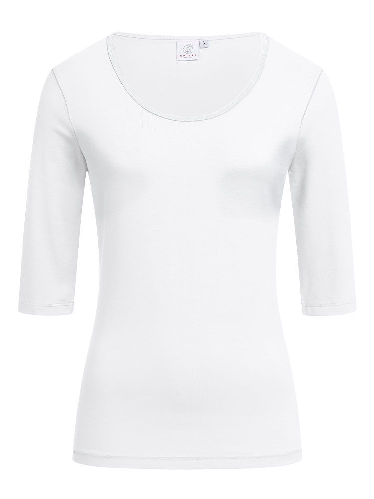 Halbarm Shirt Damen Weiß