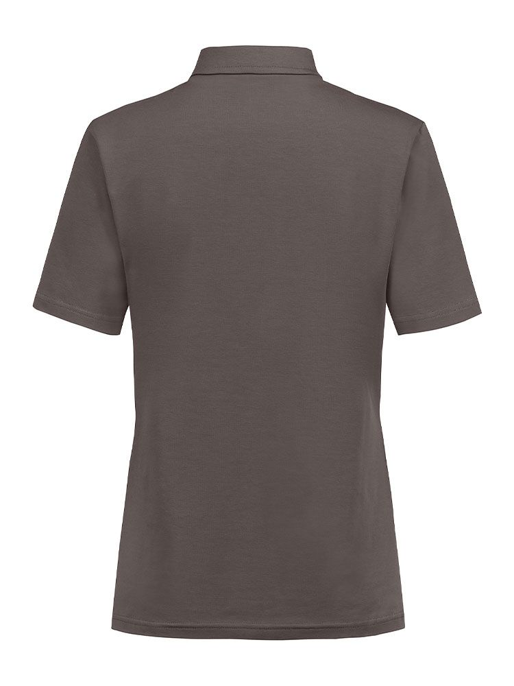Braunes Poloshirt für Damen mit Kentkragen und tailliertem Schnitt - hochwertig verarbeitet
