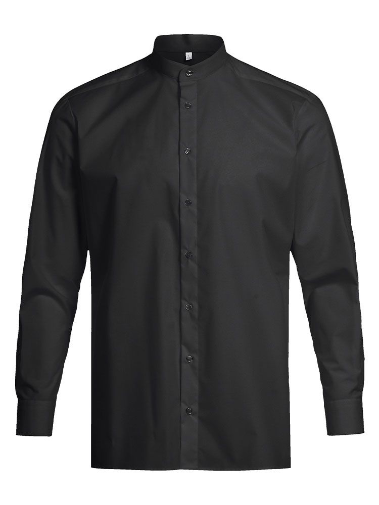 Hemd Stehkragen schwarz für Herren – schwarzes GREIFF Businesshemd