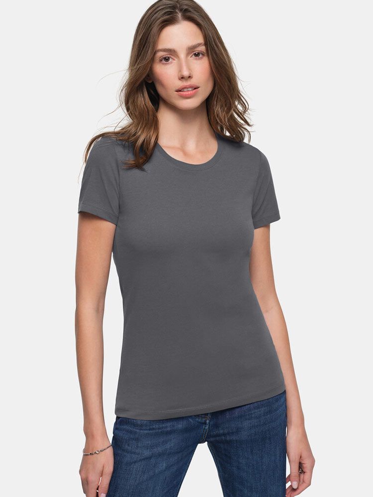 Rundhals Damen T-Shirt Dunkelgrau