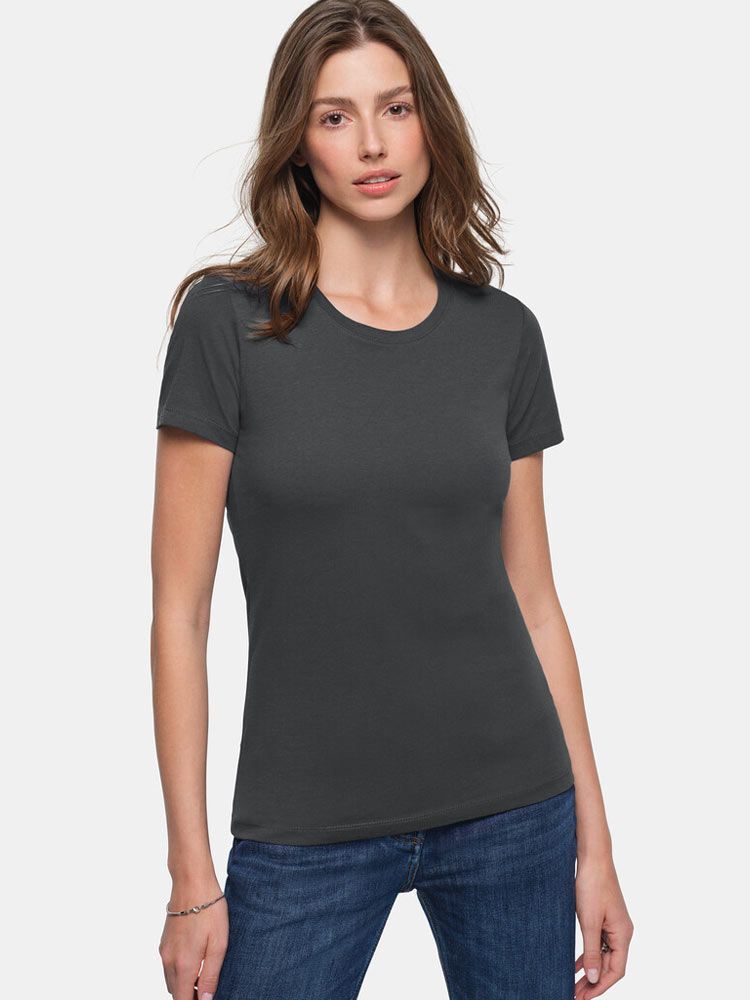 Rundhals Damen T-Shirt Dunkelgrau