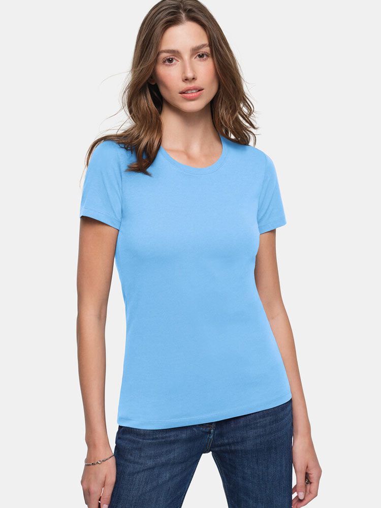 Rundhals Damen T-Shirt Hellblau