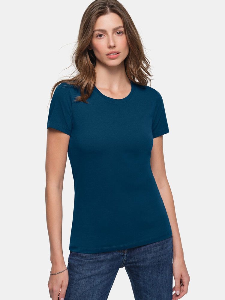 Rundhals Damen T-Shirt in Dunkelblau