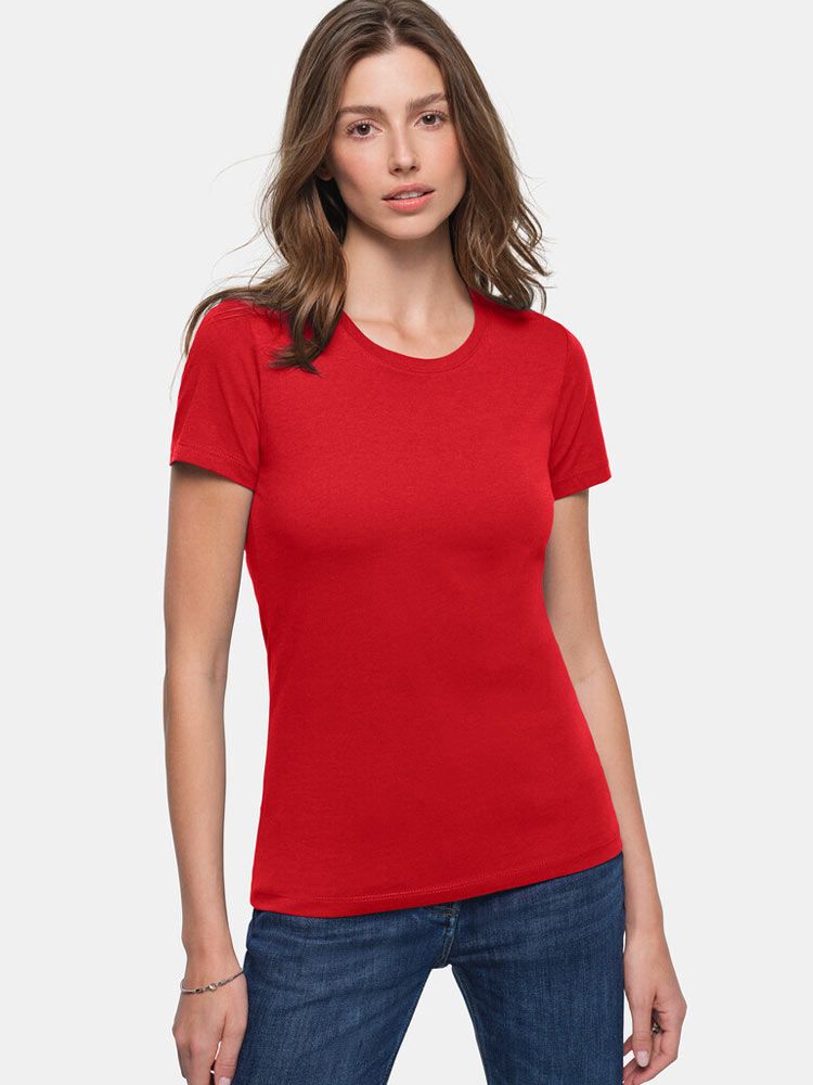 Rundhals Damen T-Shirt in Rot