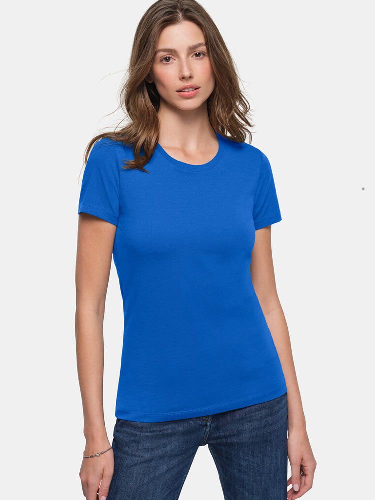 Rundhals Damen T-Shirt Blau