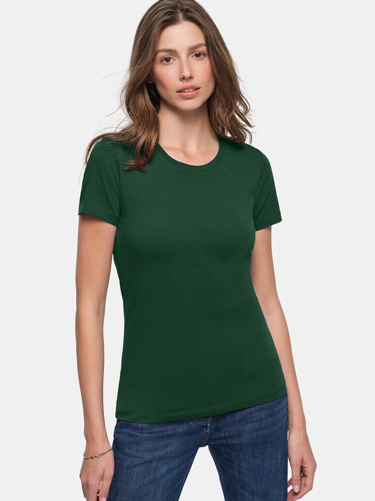 Rundhals Damen T-Shirt Dunkelgrün