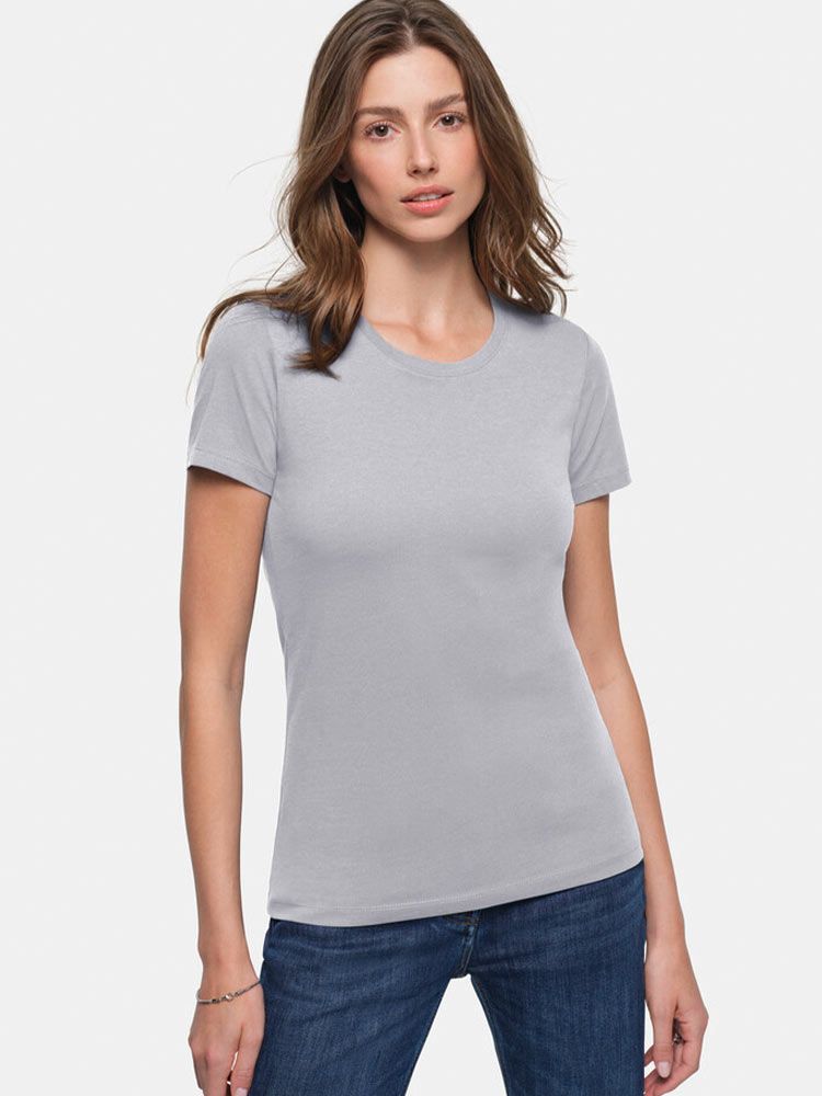 Rundhals Damen T-Shirt Dunkelgrau