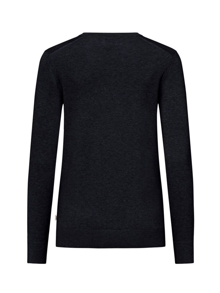 Damen Strickpullover aus Baumwolle in Schwarz mit Rundhals und Rippbündchen