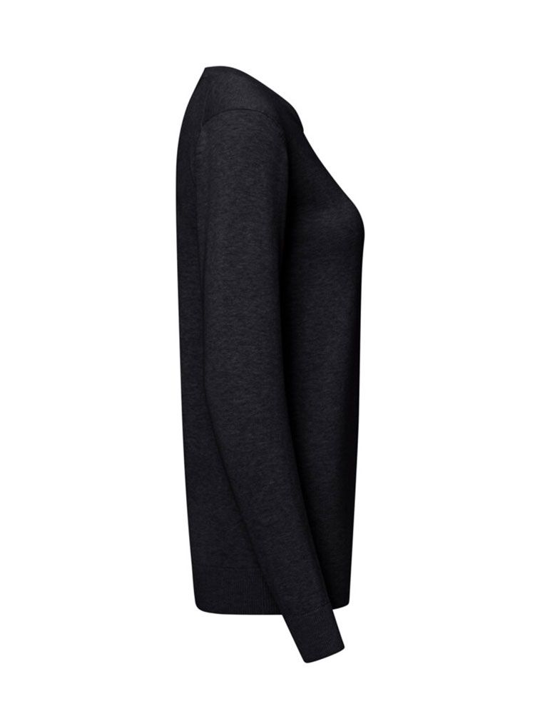 Damen Strickpullover aus Baumwolle in Schwarz mit Rundhals und Rippbündchen