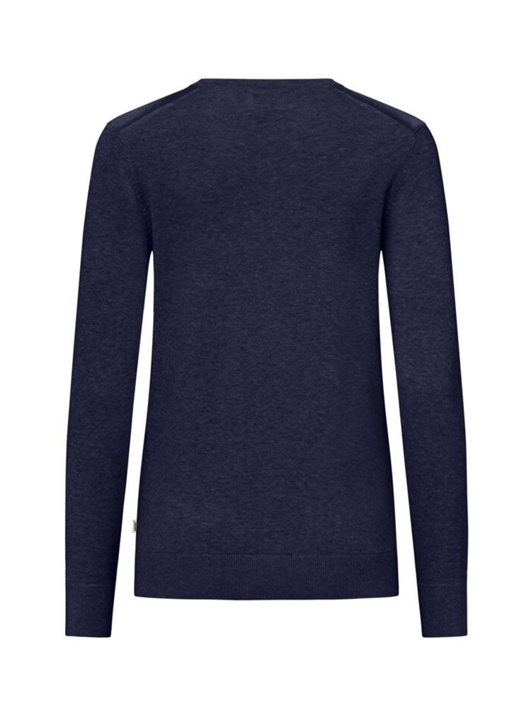 Damen Pullover aus 100 % Baumwolle in Dunkelblau mit Rundhals und Rippbündchen
