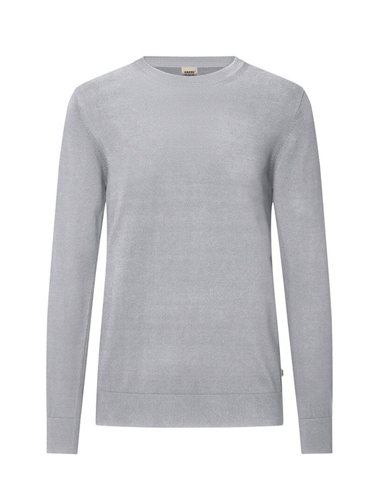 Unisex Baumwoll Pullover in Grau mit Rundhalsausschnitt und Rippbündchen