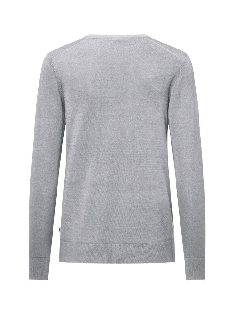 Unisex Baumwoll Pullover in Grau mit Rundhalsausschnitt und Rippbündchen