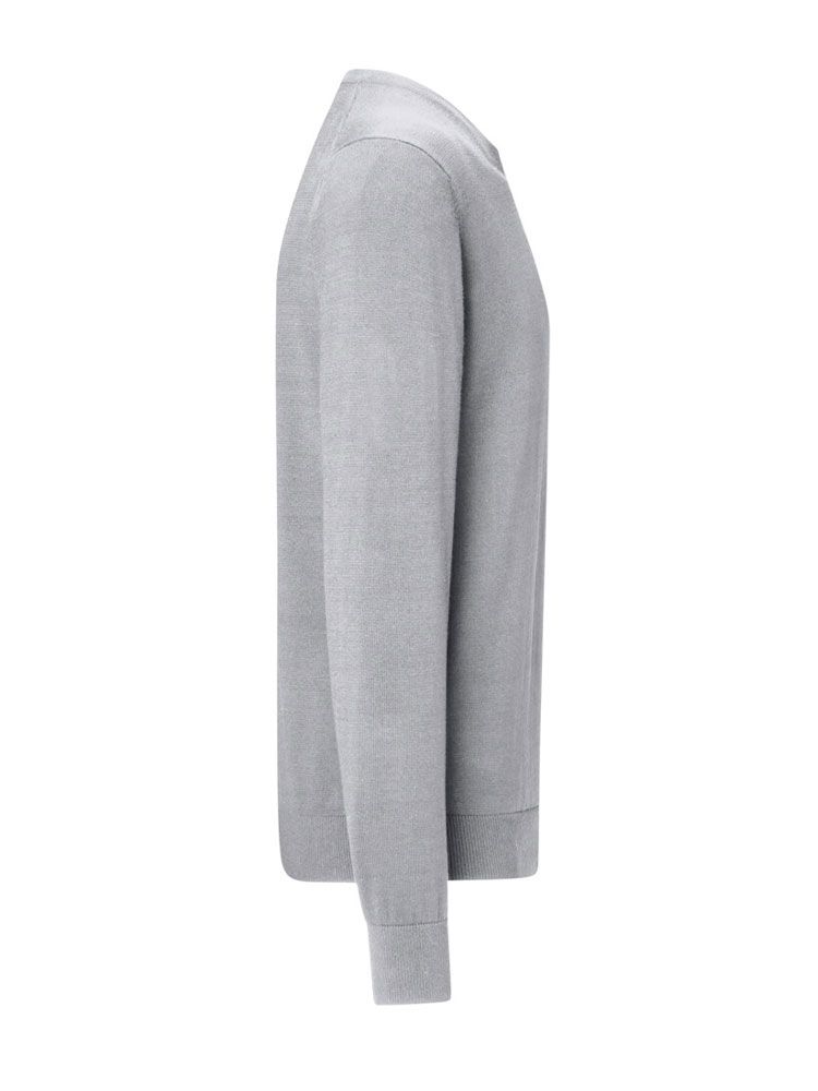 Unisex Baumwoll Pullover in Grau mit Rundhalsausschnitt und Rippbündchen