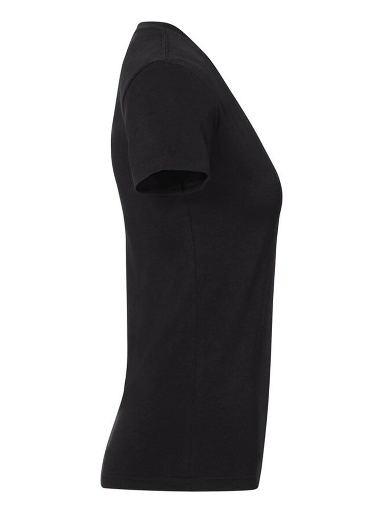 Damen V-Shirt Stretch Schwarz