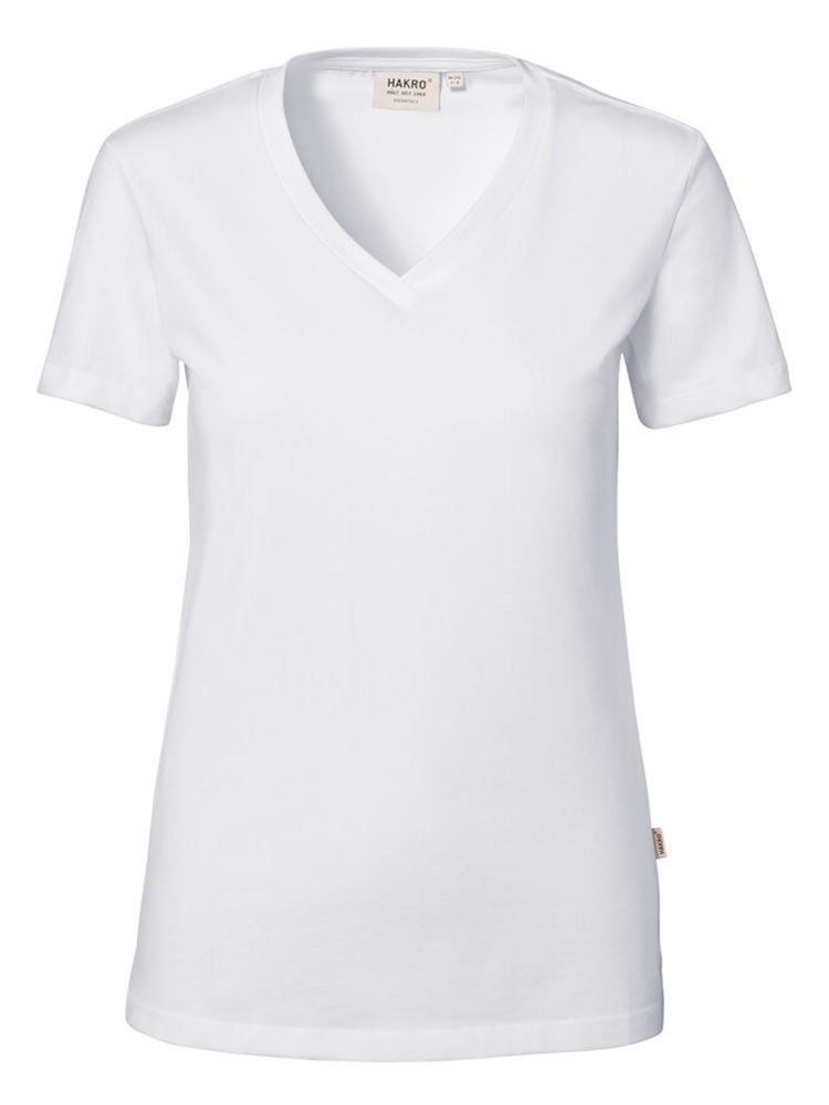 Damen V-Shirt Stretch  Weiß