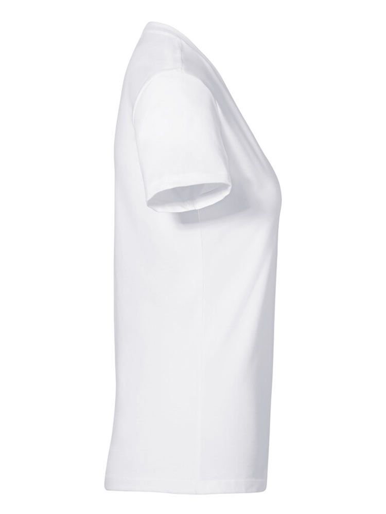 Damen V-Shirt Stretch  Weiß