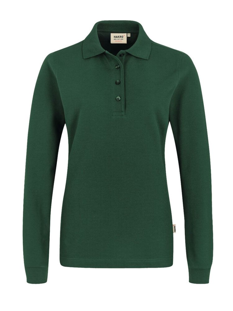 Langarm Poloshirt Damen Dunkelgrün