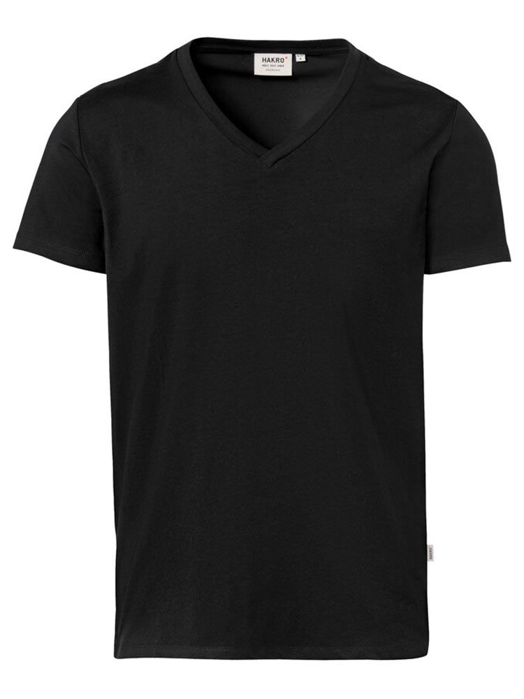Herren V-Shirt Stretch Schwarz