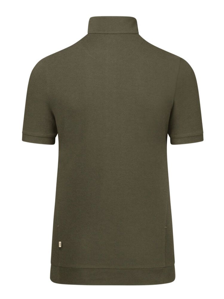 Poloshirt mit Reißverschluss Damen Olivgrün – modernes Berufsoberteil mit femininer Passform