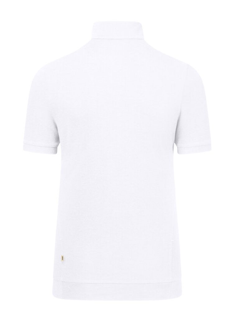 Shirt mit Reißverschluss Damen Weiß – bequemes Piqué-Shirt für Beruf und Corporate Fashion