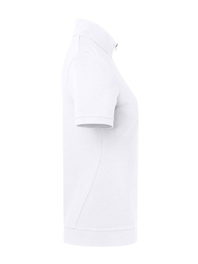 Shirt mit Reißverschluss Damen Weiß – bequemes Piqué-Shirt für Beruf und Corporate Fashion