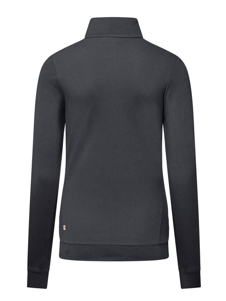 Damen Zip-Longsleeve in Grau mit 1/3-Zip und schwarzem Reißverschluss