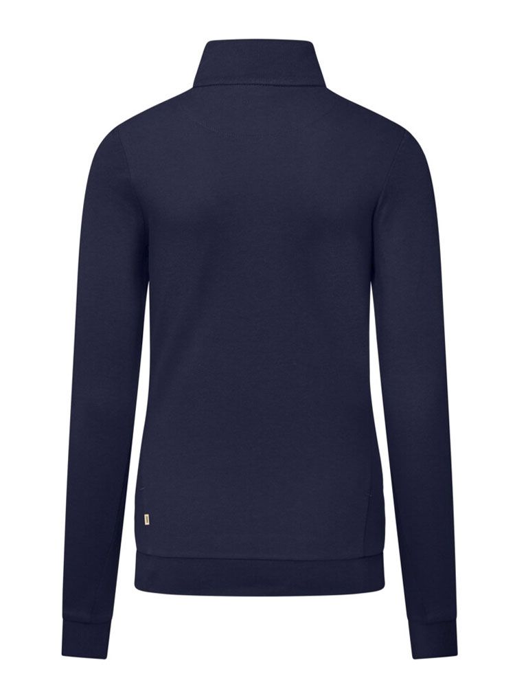Damen Zip-Longsleeve in Dunkelblau mit 1/3-Zip und schwarzem Reißverschluss