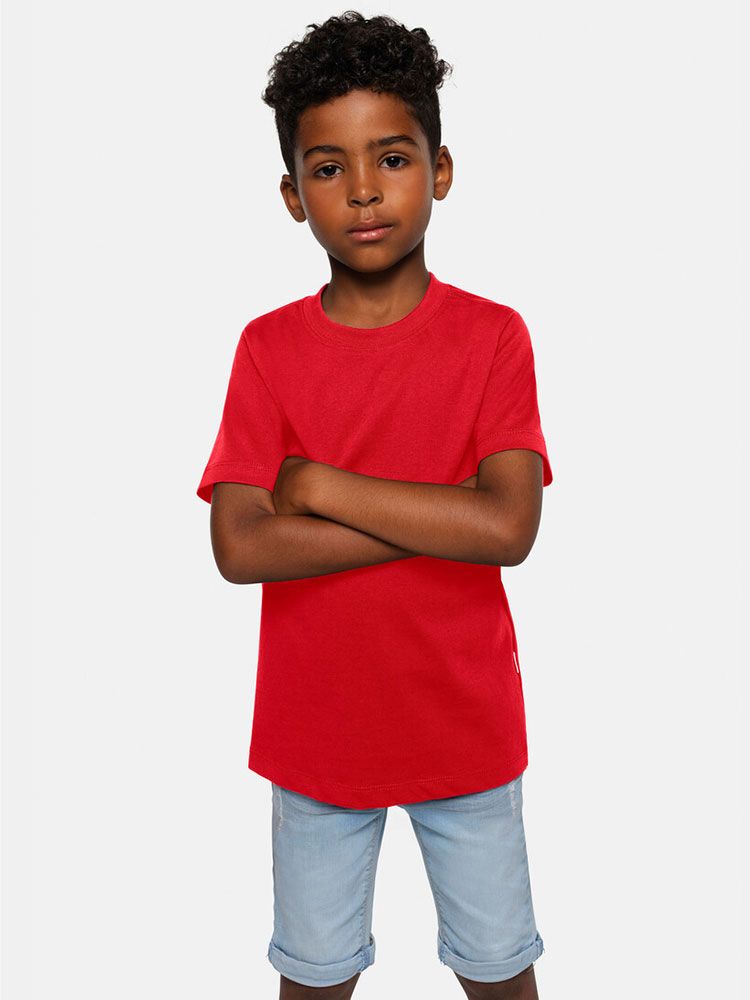 Rotes Kinder T-Shirt aus Bio-Baumwolle mit Rundhalsausschnitt, Schuluniform geeignet