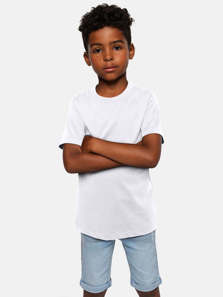Kinder T-Shirt Weiß aus Bio-Baumwolle, Schuluniform geeignet, weiche Qualität