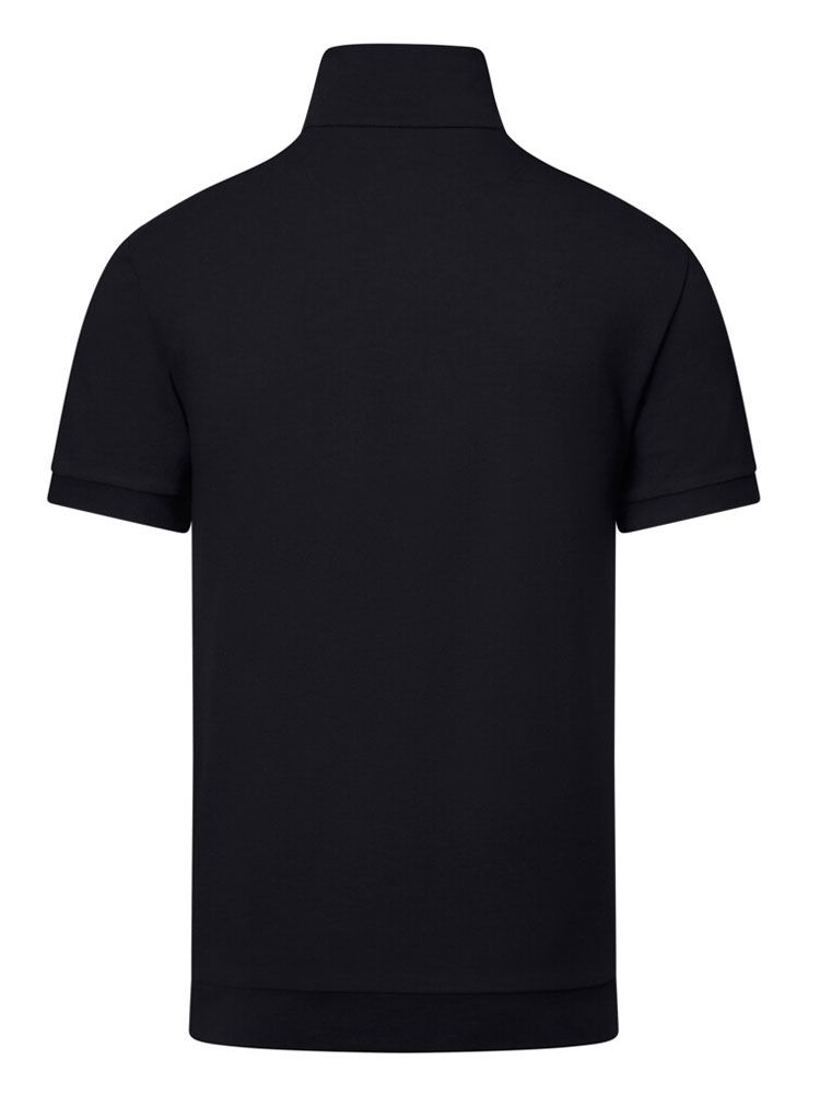 Schwarzes Zip-Shirt für Herren aus strapazierfähigem Piqué mit Reißverschluss und Regular Fit