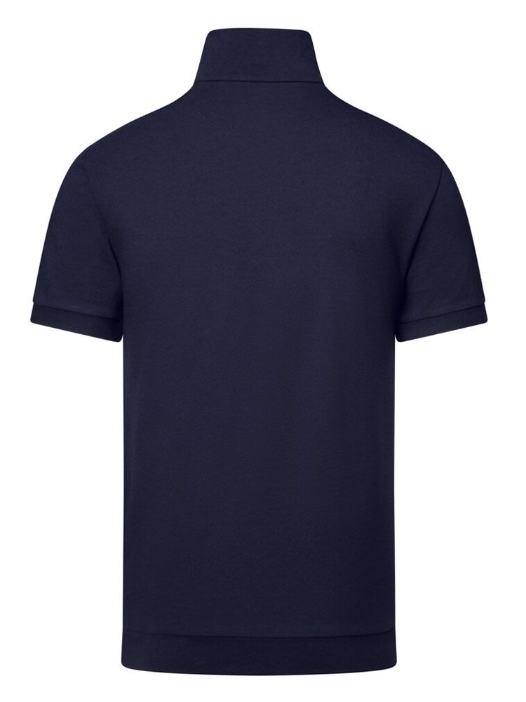 Dunkelblaues Zip-Shirt für Herren aus strapazierfähigem Piqué mit Reißverschluss und Regular Fit