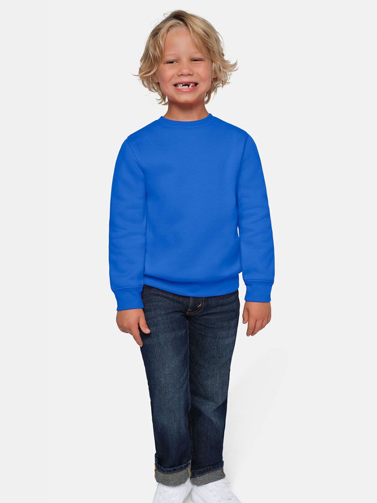Blaues Kinder Sweatshirt aus Bio-Baumwolle mit Rundhals und Rippbündchen