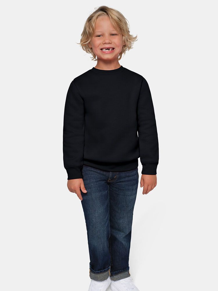 Schwarzes Kinder Sweatshirt aus Bio-Baumwolle mit Rundhalsausschnitt