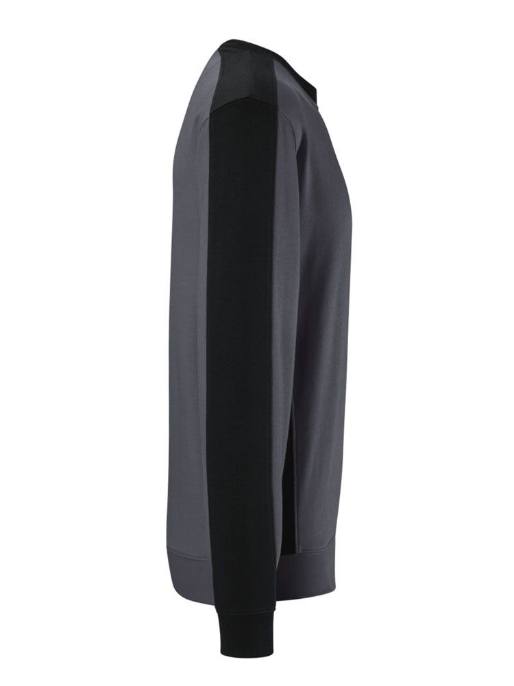 Graues Sweatshirt Arbeit mit schwarzem Kontraststreifen, Regular Fit für Bau, Service & Logistik