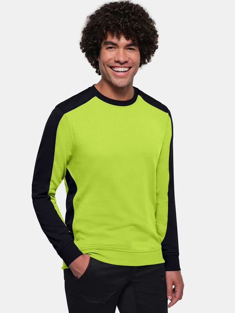 Grünes Sweatshirt Arbeit mit schwarzem Kontraststreifen, Regular Fit für Gartenbau & Handwerk