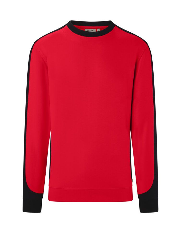 Arbeitssweatshirt rot mit schwarzen Kontraststreifen, Regular Fit für Feuerwehr & Rettungsdienste