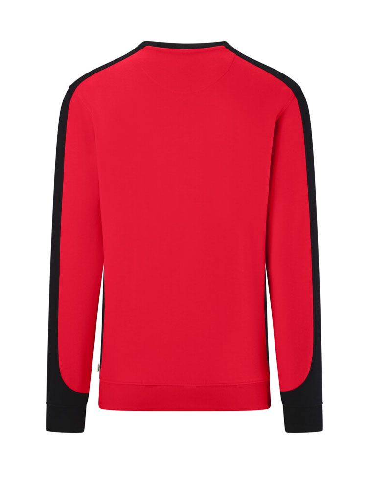 Arbeitssweatshirt rot mit schwarzen Kontraststreifen, Regular Fit für Feuerwehr & Rettungsdienste