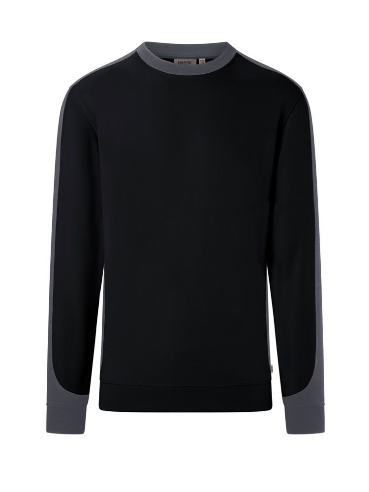 Schwarzes Sweatshirt Arbeit mit grauen Kontraststreifen für Damen und Herren, Regular Fit