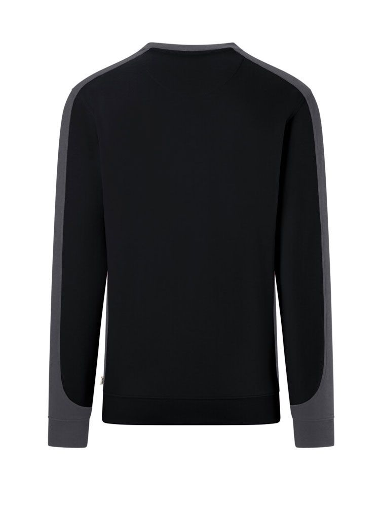 Schwarzes Sweatshirt Arbeit mit grauen Kontraststreifen für Damen und Herren, Regular Fit