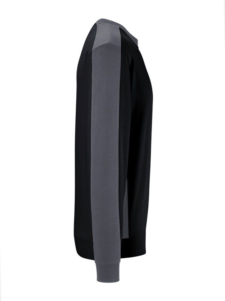 Schwarzes Sweatshirt Arbeit mit grauen Kontraststreifen für Damen und Herren, Regular Fit