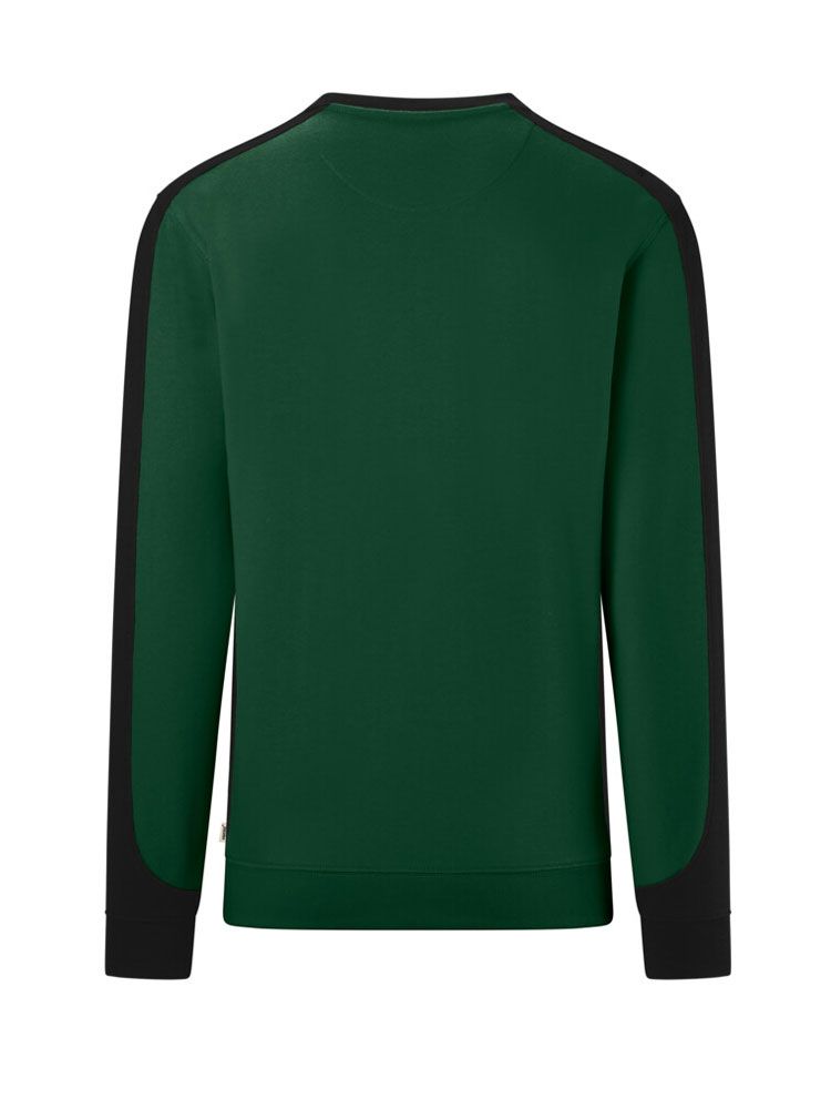 Arbeitssweatshirt dunkelgrün mit schwarzen Kontraststreifen, Regular Fit für Gartenbau & Forst