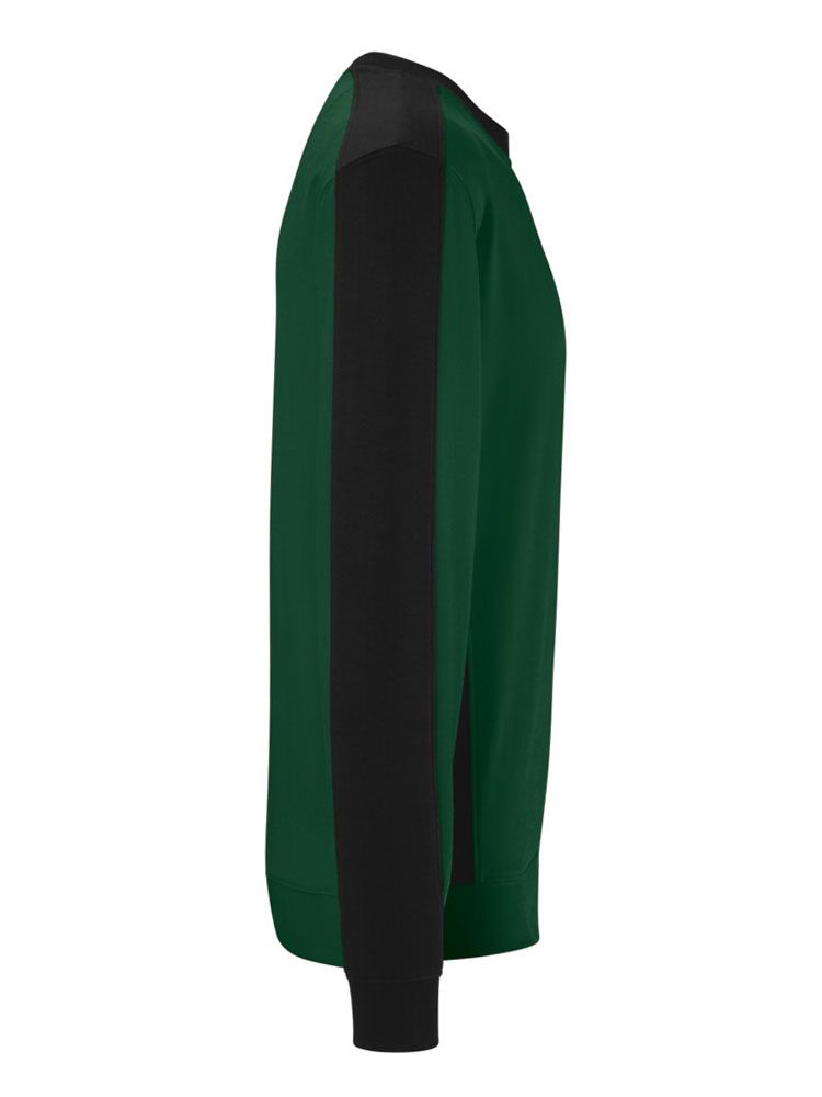 Arbeitssweatshirt dunkelgrün mit schwarzen Kontraststreifen, Regular Fit für Gartenbau & Forst
