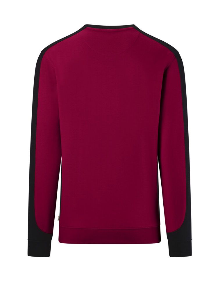Sweatshirt Arbeit weinrot mit schwarzem Kontraststreifen, Regular Fit, industriewäschetauglich