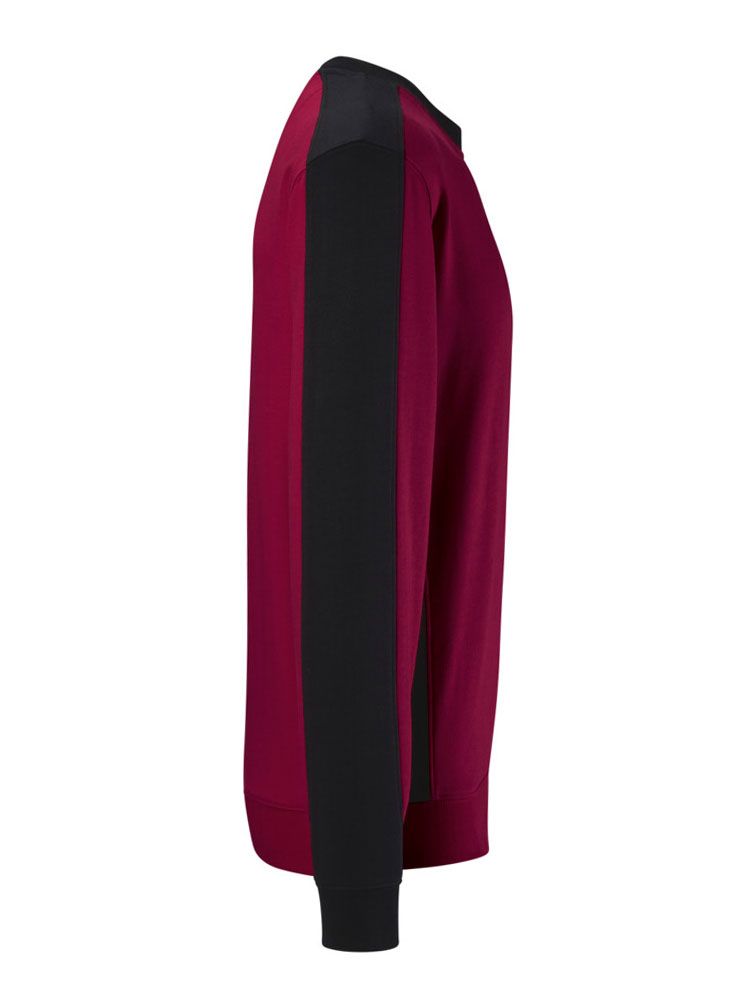 Sweatshirt Arbeit weinrot mit schwarzem Kontraststreifen, Regular Fit, industriewäschetauglich