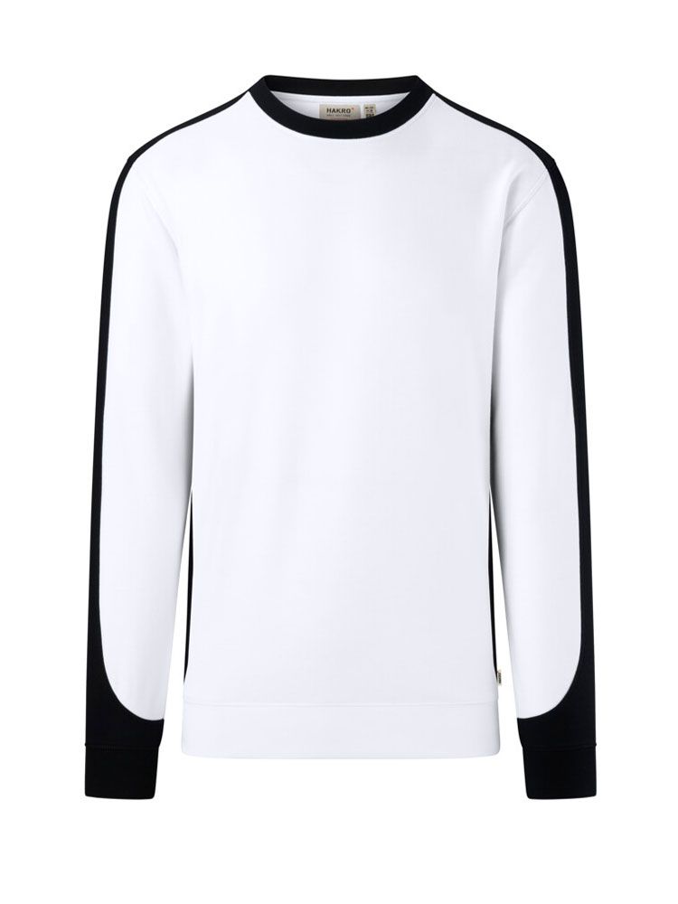 Weißes Arbeits Sweatshirt mit schwarzen Kontraststreifen, Regular Fit für Maler & Handwerk